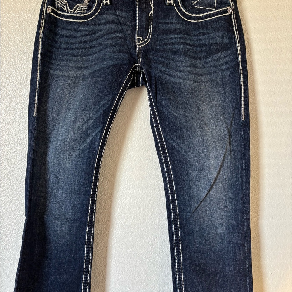 Vigoss Dark Blue capri Jeans with Contrast Stitching